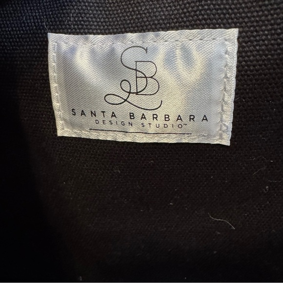 NWT SANTA BARBARA Dog Mom Savannah Canvas Tote Bag Black with Leather Straps - Picture 8 of 12